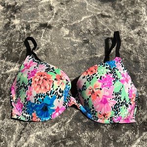Leopard and floral push up bra